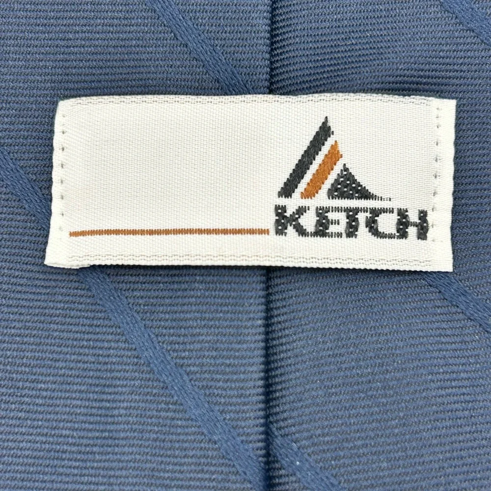 Ketch Mens Vintage Navy Blue Tonal Diagonal Stripe Polyester Necktie Made in USA